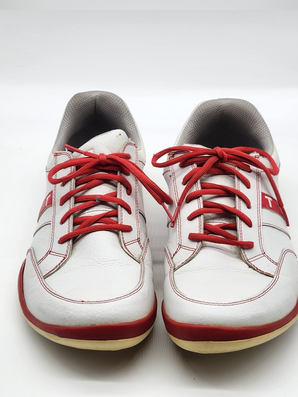 TRUE Linkswear P1 Shoes Mens Size 12 White Red Leather Golf Sneakers Spikeless